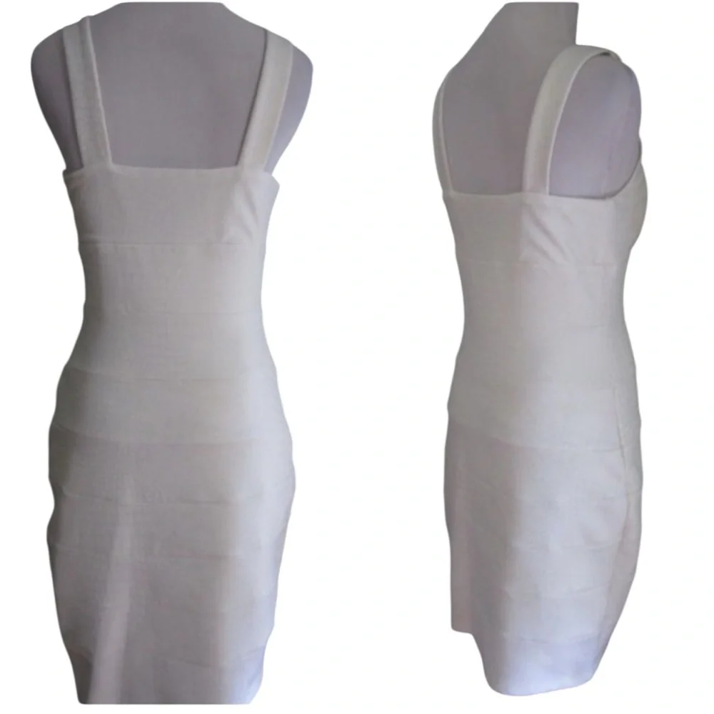 Cachet Gold Beaded Neckline Bodycon ivory Dress ‎ Sleeveless Size Small